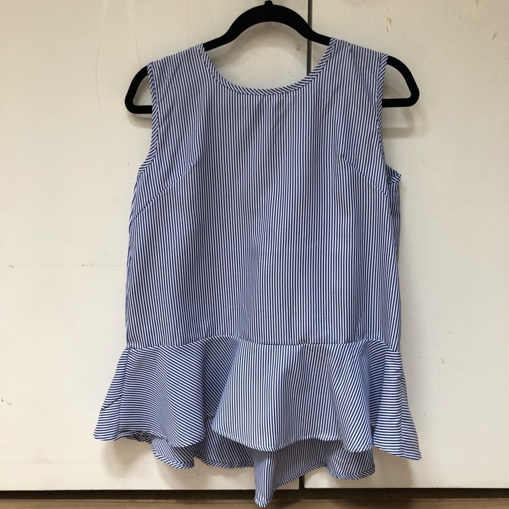 Blue and White pin Stripped Peplum Top